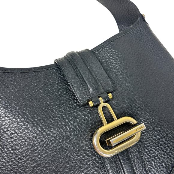 Gucci Black Pebbled Leather 1961 Jackie Top Handle Front G Clasp Front Handbag - Picture 5 of 14